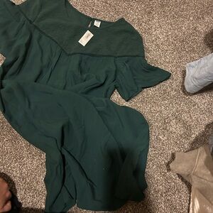 Old Navy Textured Green Topshift dress with pockets